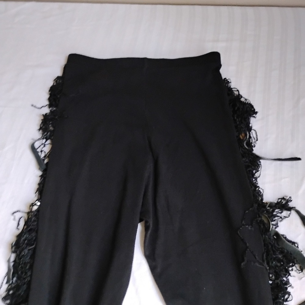 Tripp NYC Pants Small Fringe Beaded Legging Stretch Grunge Goth Vintage USA 90s - Picture 11 of 13